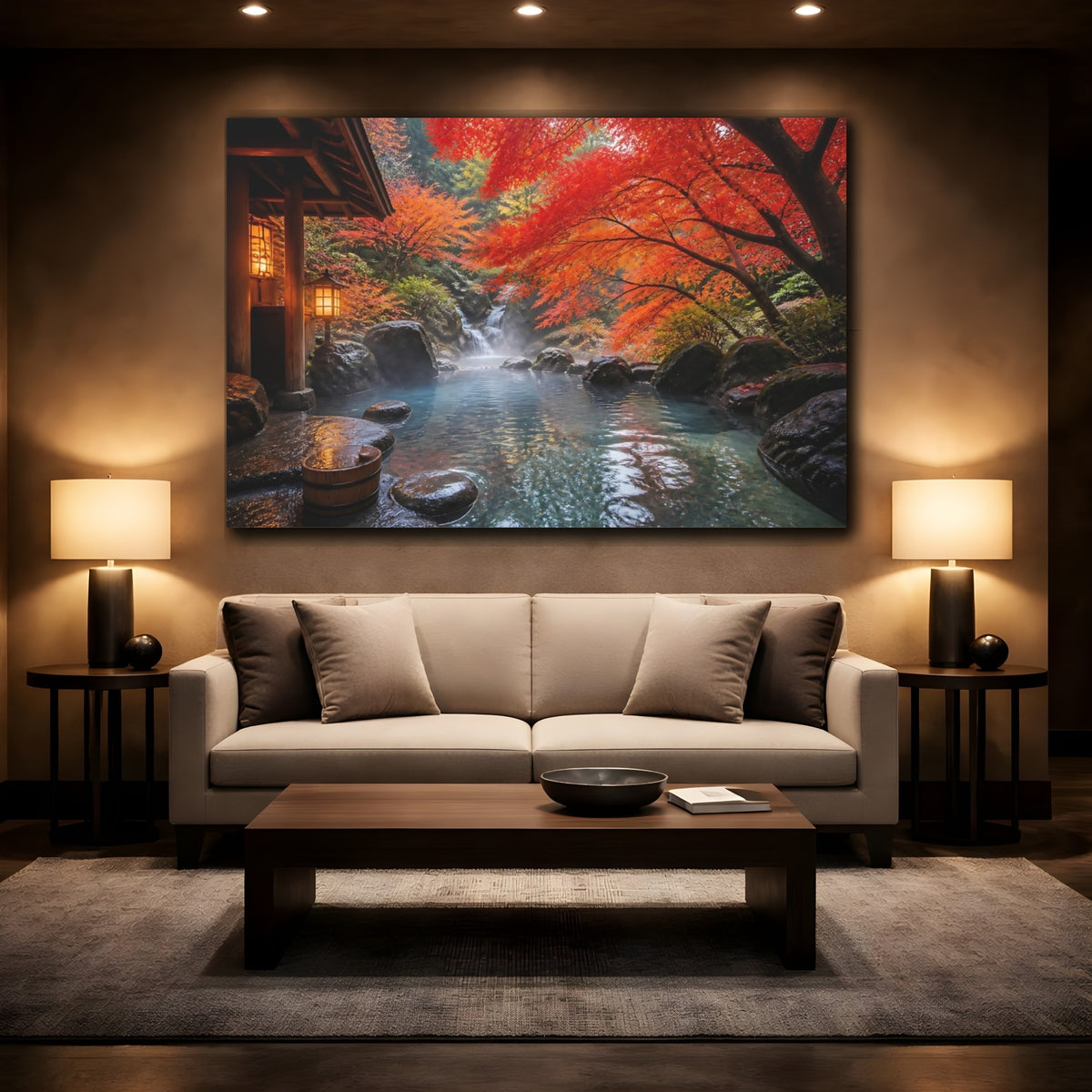 Mockup 2. Japanese Onsen Retreat shown as canvas print