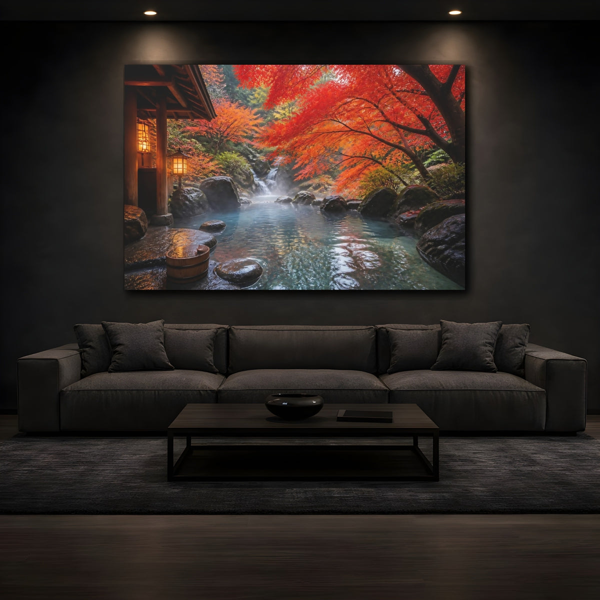 Mockup 3. Japanese Onsen Retreat shown as canvas print