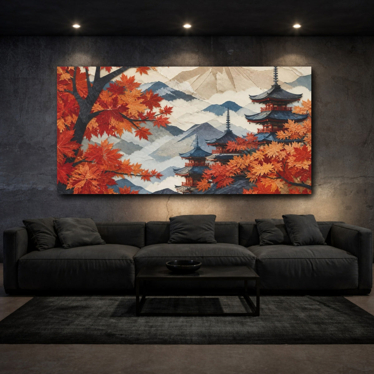 Mockup 3. Japanese Pagoda In Autumn shown as canvas print