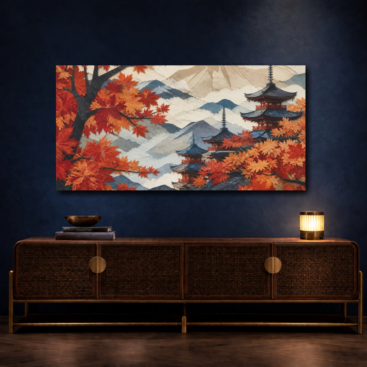 Mockup 4. Japanese Pagoda In Autumn shown as canvas print