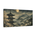 Side Mockup 3. Japanese Pagoda Moonlit Valley shown as canvas print