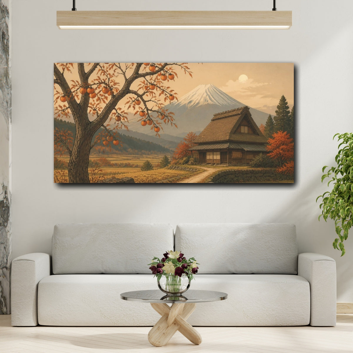 Mockup 2. Japanese Persimmon Tree Cottage shown as canvas print