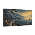 Side Mockup 3. Japanese Rainy Fishing Harbor shown as canvas print