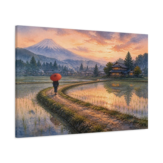 Main Mockup. Japanese Red Umbrella Walk shown as canvas print