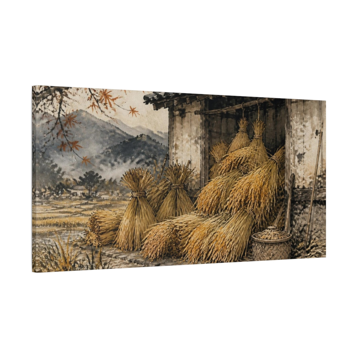 Main Mockup. Japanese Rice Sheaves shown as canvas print