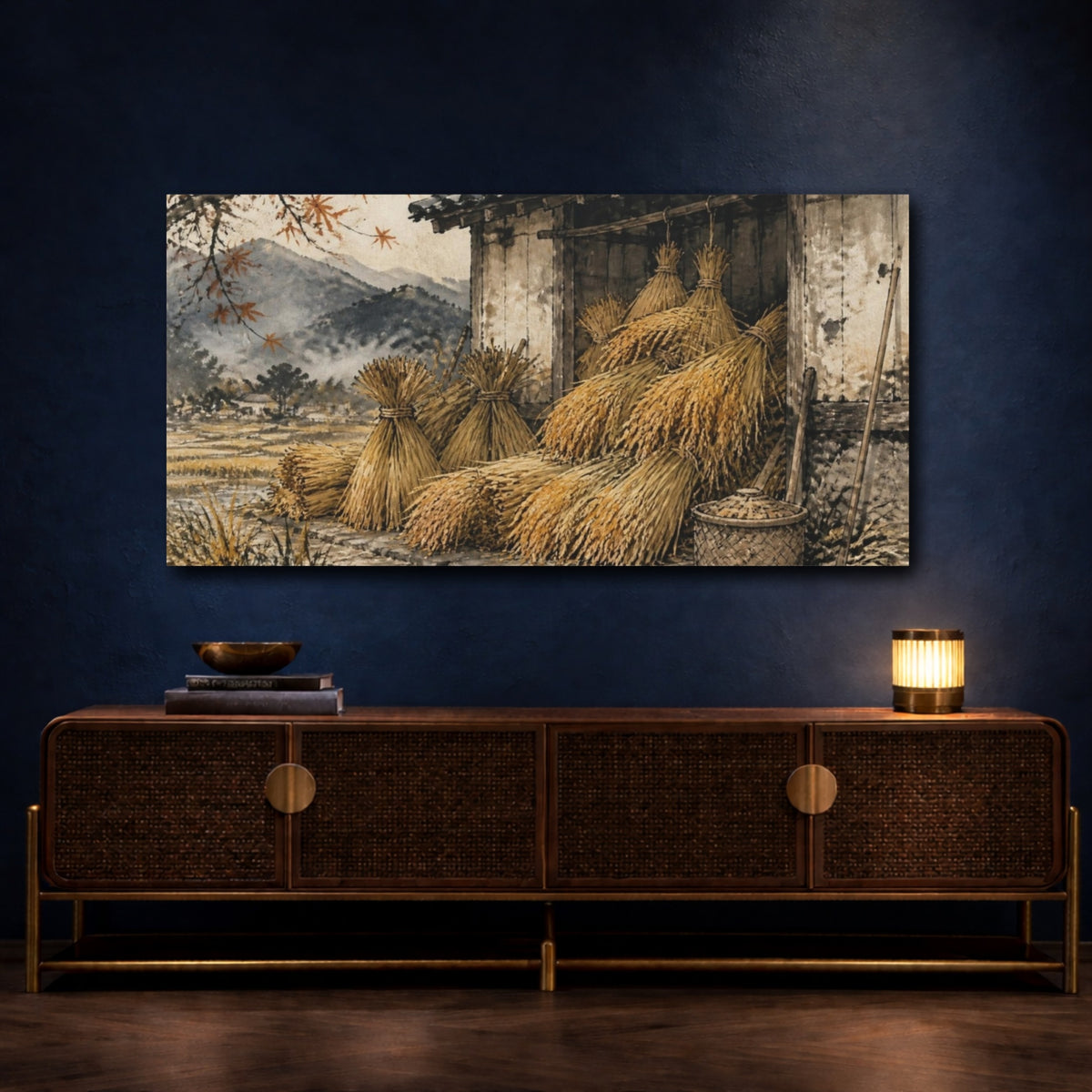 Mockup 4. Japanese Rice Sheaves shown as canvas print