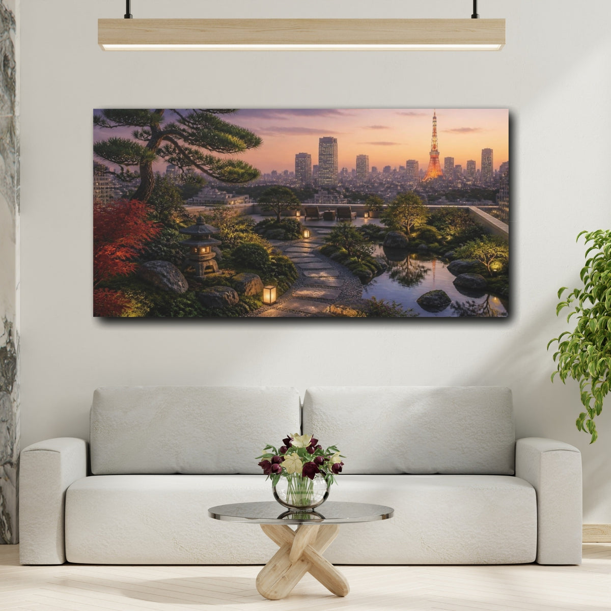 Mockup 2. Japanese Rooftop Garden shown as canvas print
