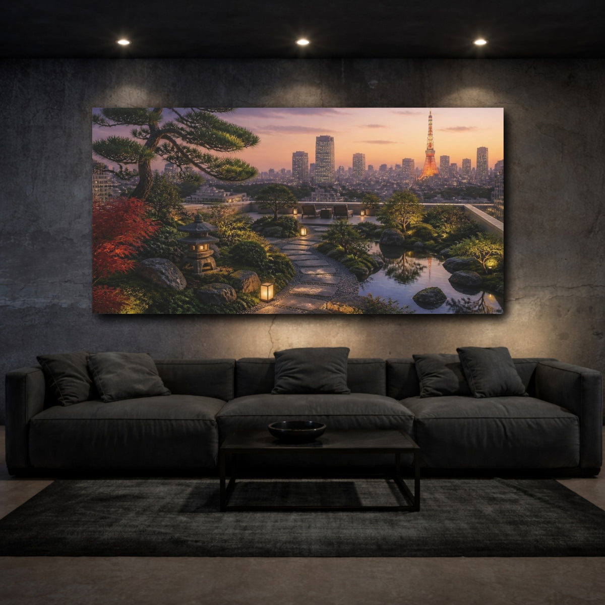 Mockup 3. Japanese Rooftop Garden shown as canvas print