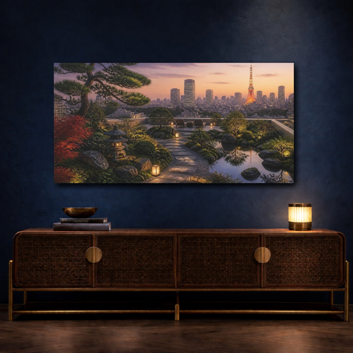 Mockup 4. Japanese Rooftop Garden shown as canvas print
