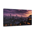Side Mockup 3. Japanese Rooftops At Dusk shown as canvas print