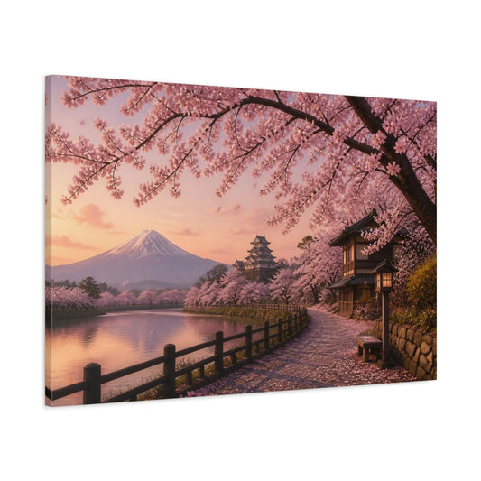 Main Mockup. Japanese Sakura Path shown as canvas print