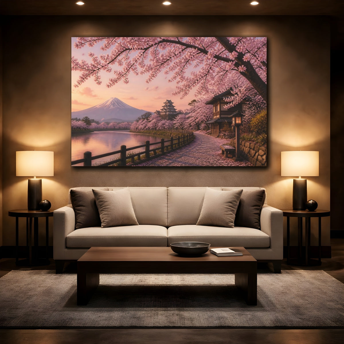 Mockup 2. Japanese Sakura Path shown as canvas print