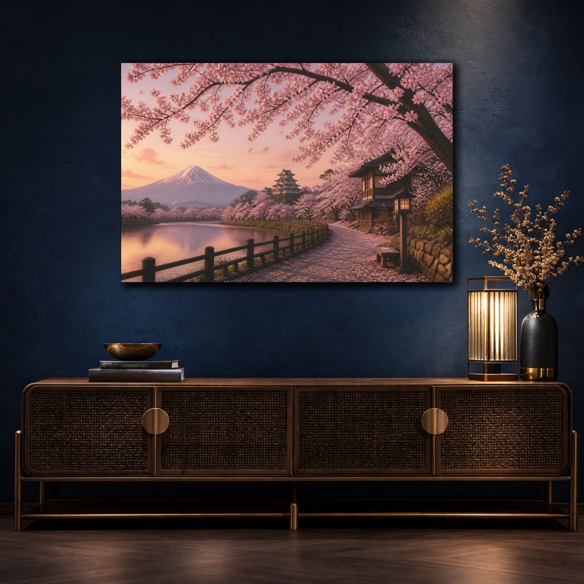 Mockup 4. Japanese Sakura Path shown as canvas print