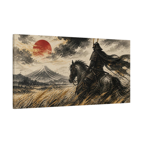 Main Mockup. Japanese Samurai On Horseback shown as canvas print