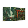 Side Mockup 3. Japanese Shrine By Waterfall shown as canvas print