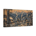 Side Mockup 3. Japanese Snow Village shown as canvas print