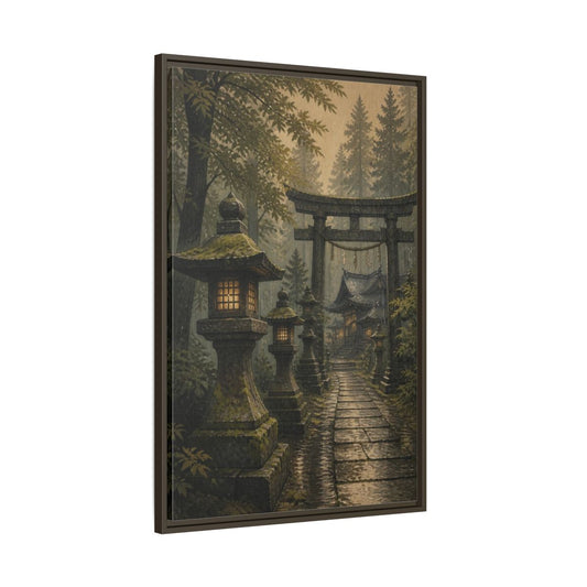 Main Mockup. Japanese Stone Lantern Path shown as framed canvas print