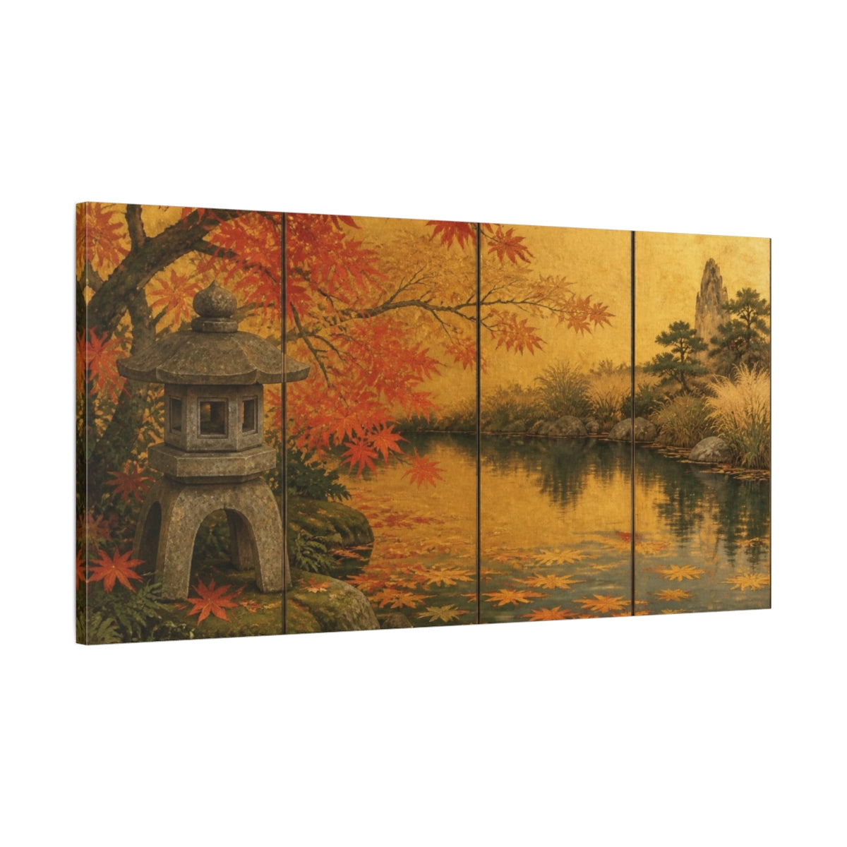 Main Mockup. Japanese Stone Lantern Pond shown as canvas print