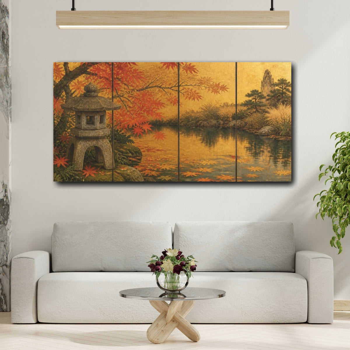 Mockup 2. Japanese Stone Lantern Pond shown as canvas print