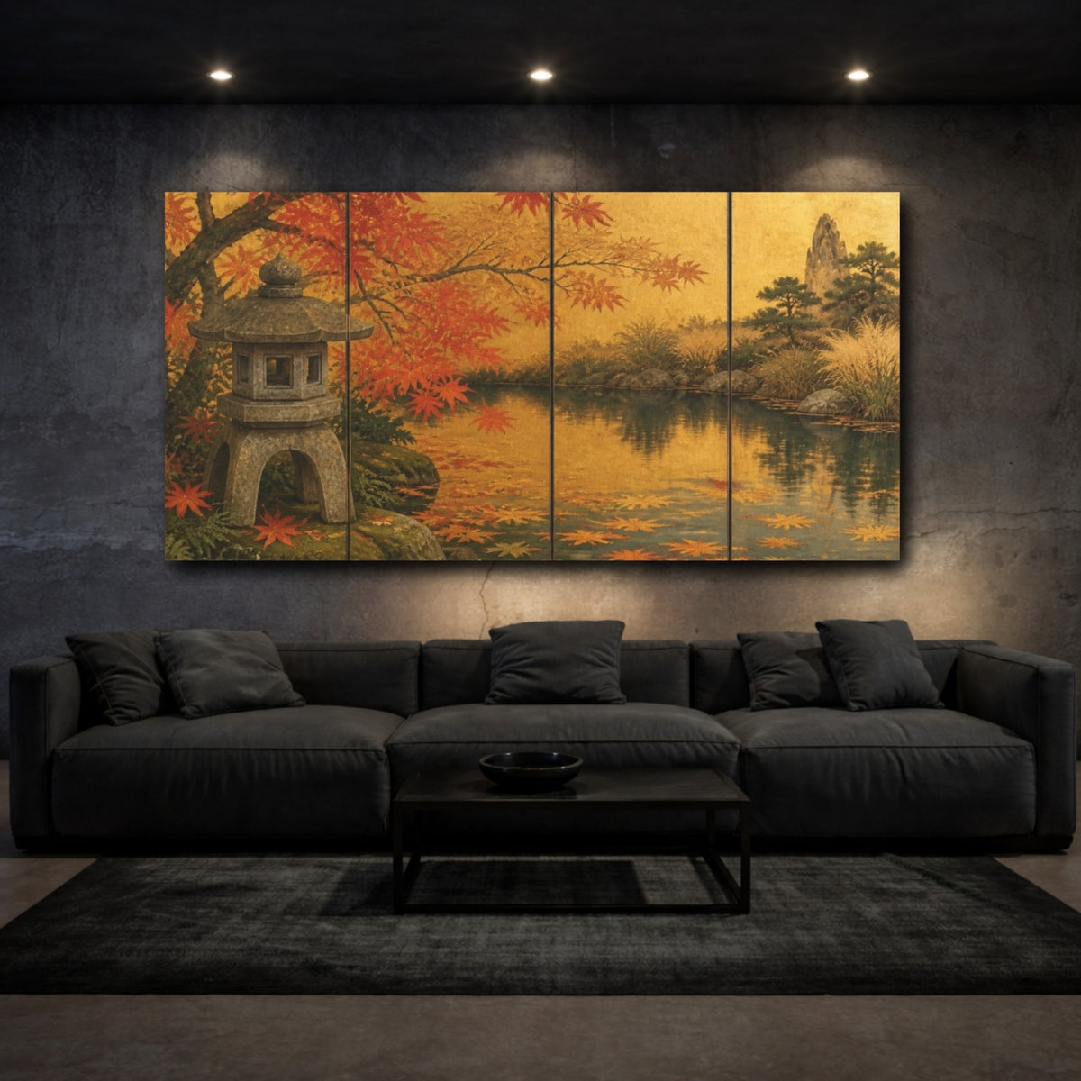 Mockup 3. Japanese Stone Lantern Pond shown as canvas print