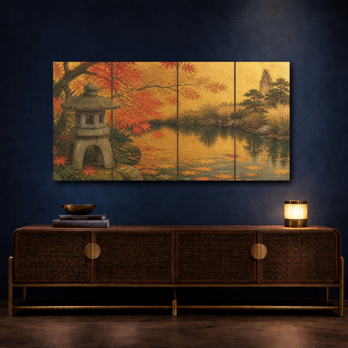Mockup 4. Japanese Stone Lantern Pond shown as canvas print
