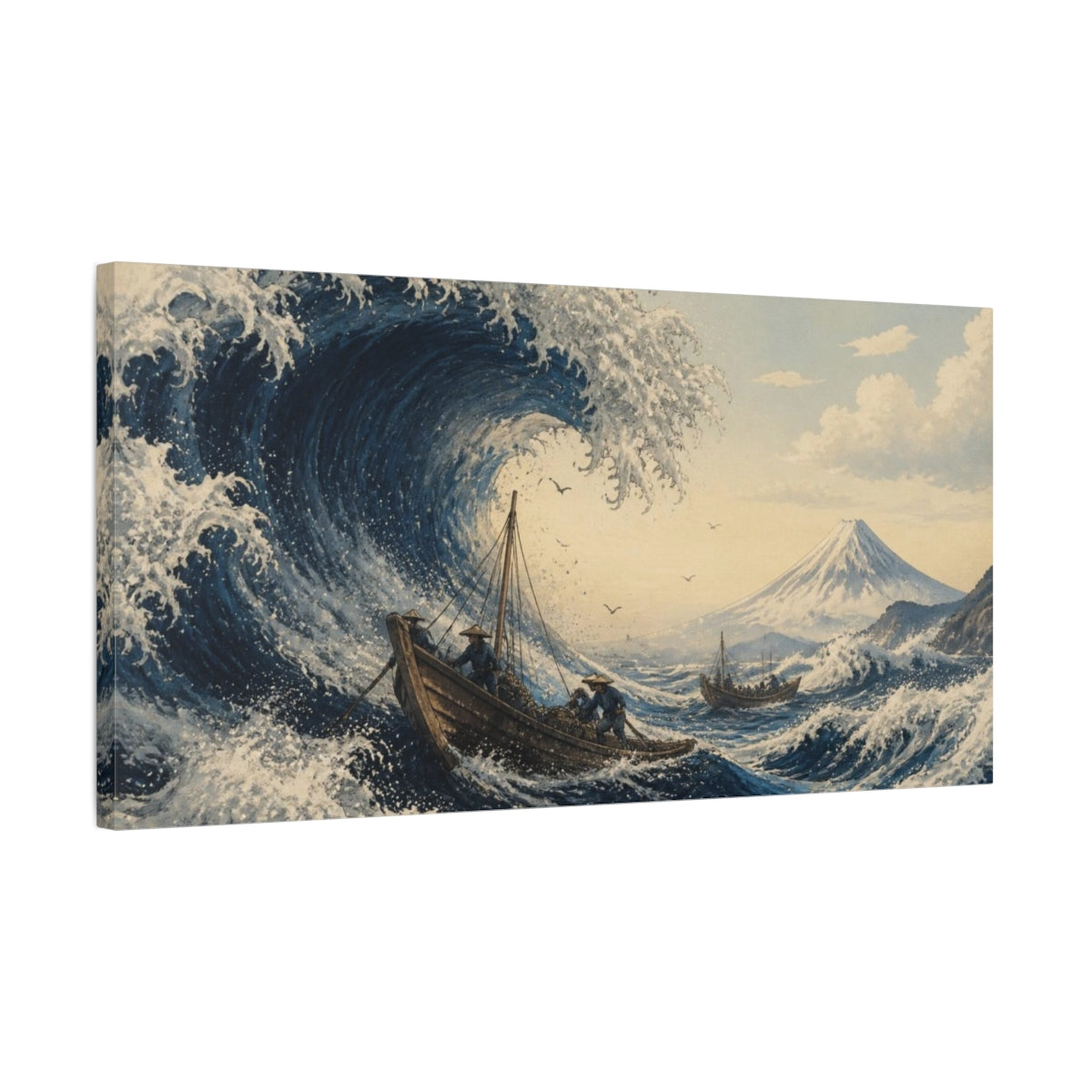 Side Mockup 1. Japanese Storm Wave shown as canvas print