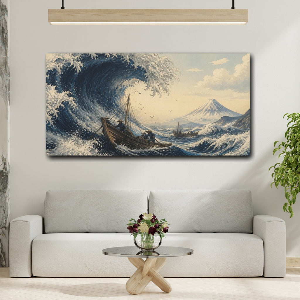 Mockup 2. Japanese Storm Wave shown as canvas print