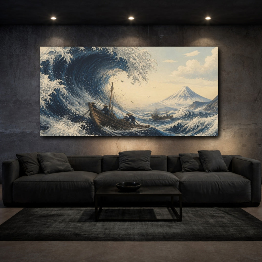 Mockup 3. Japanese Storm Wave shown as canvas print