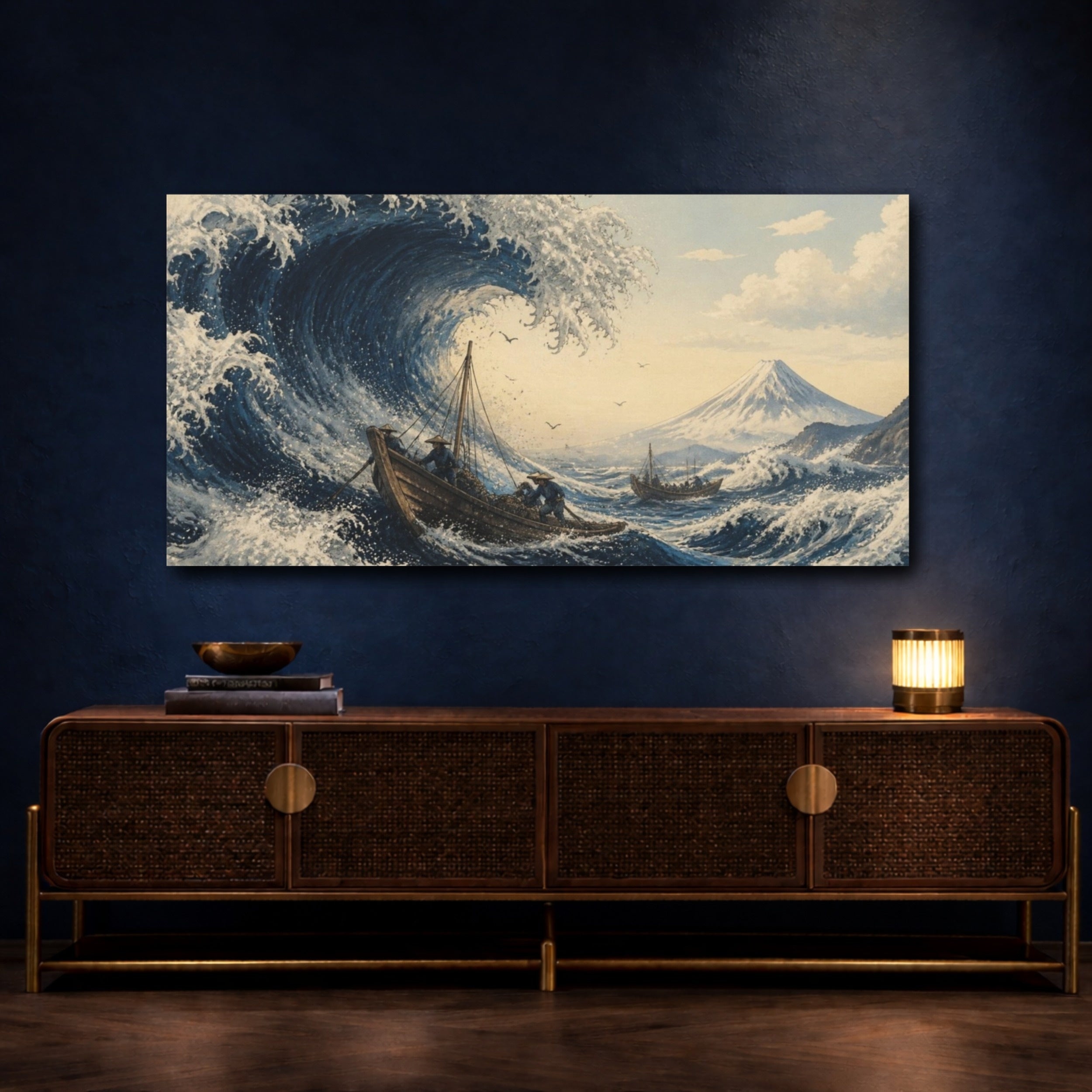 Mockup 4. Japanese Storm Wave shown as canvas print