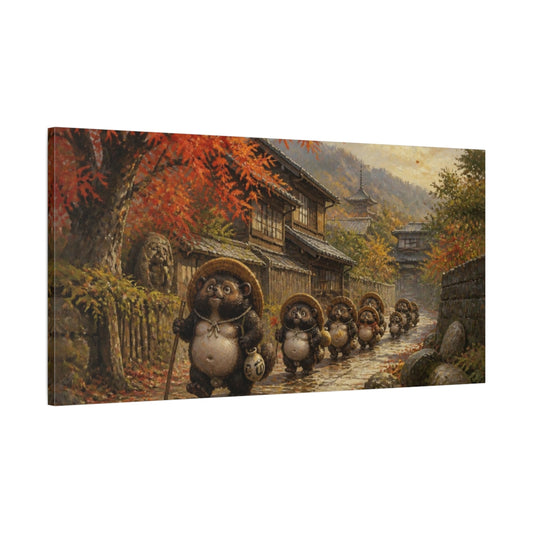 Main Mockup. Japanese Tanuki Procession shown as canvas print