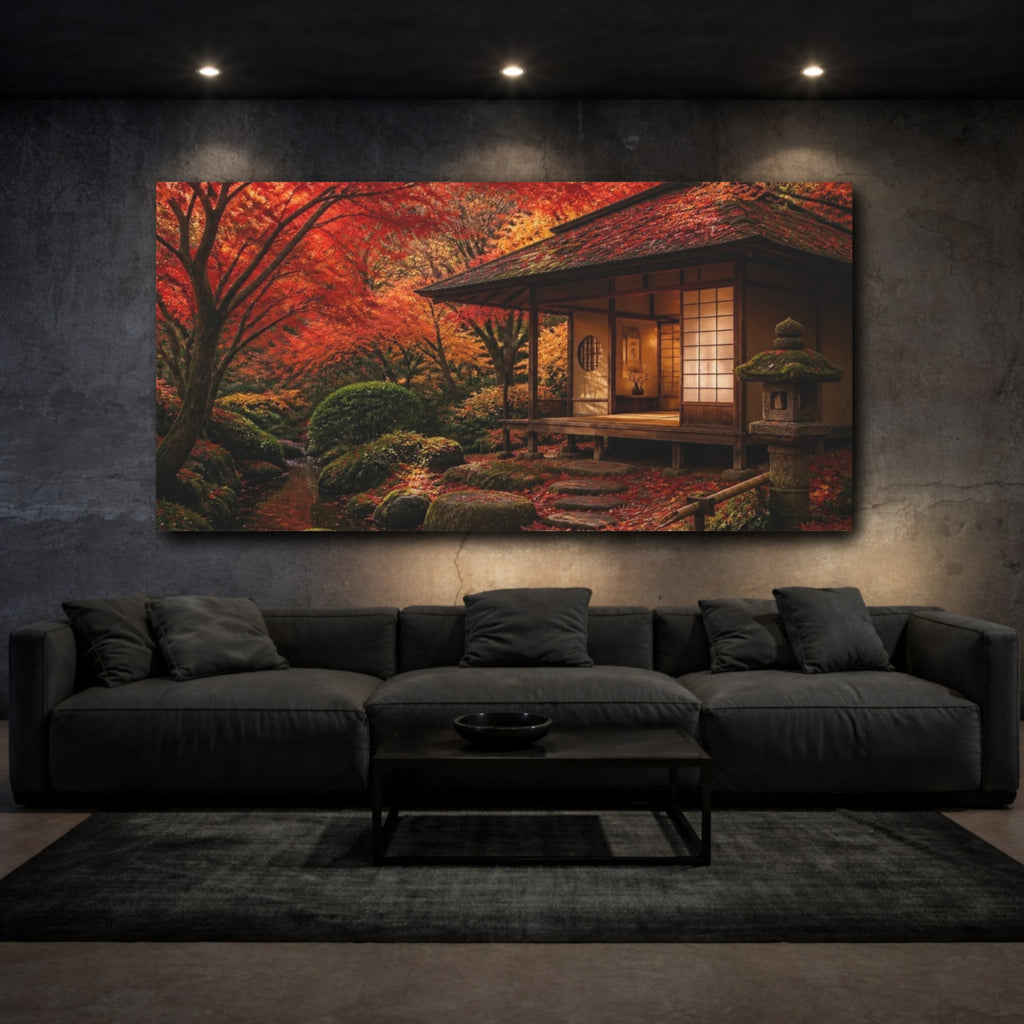 Mockup 3. Japanese Tea House Retreat shown as canvas print