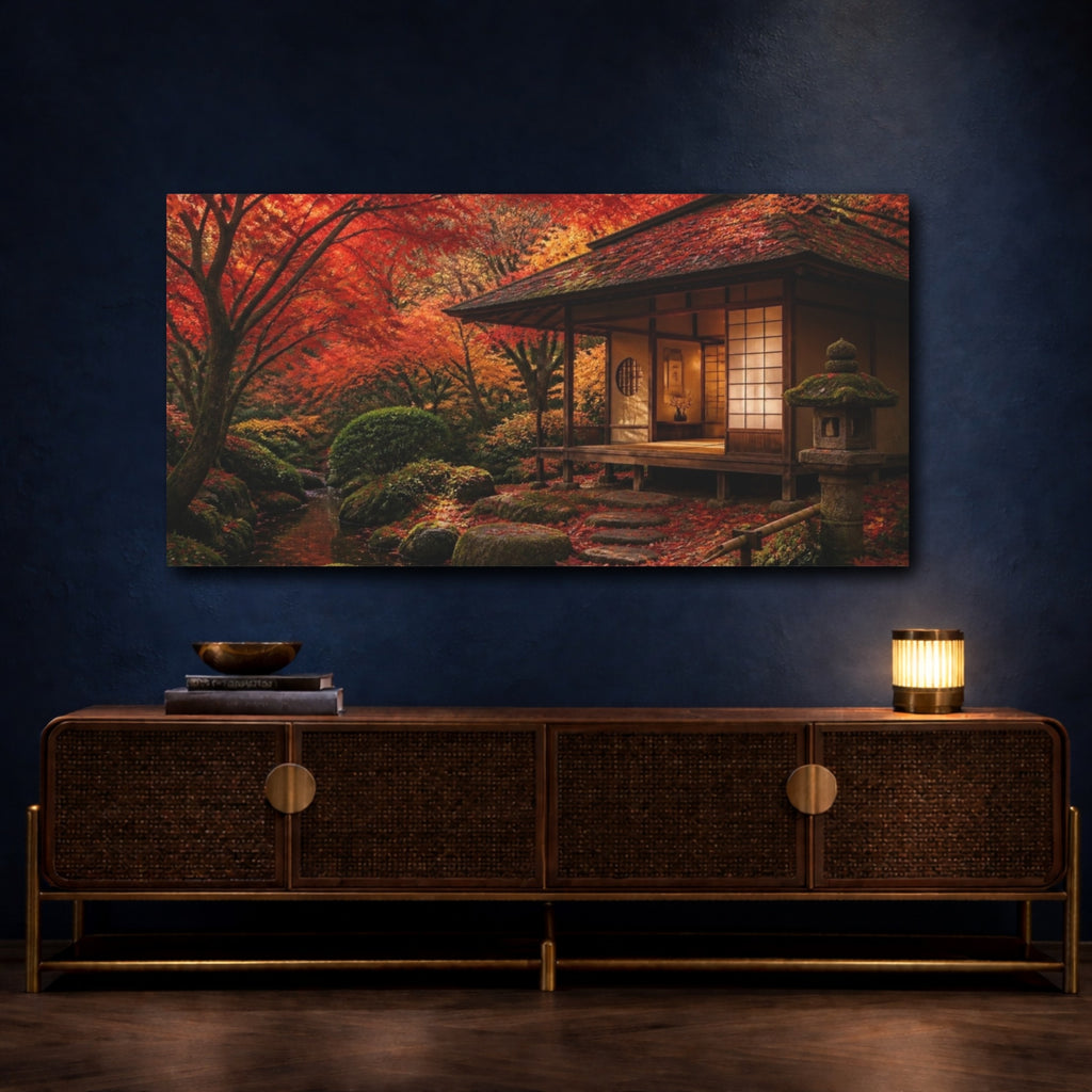 Mockup 4. Japanese Tea House Retreat shown as canvas print