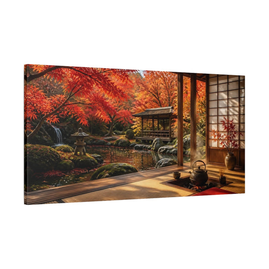 Main Mockup. Japanese Tea Pavilion Retreat shown as canvas print