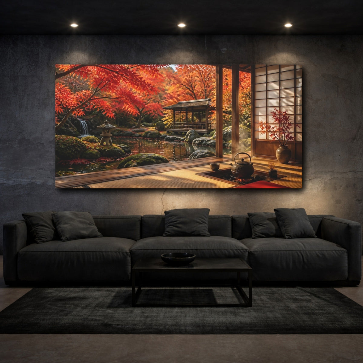 Mockup 3. Japanese Tea Pavilion Retreat shown as canvas print