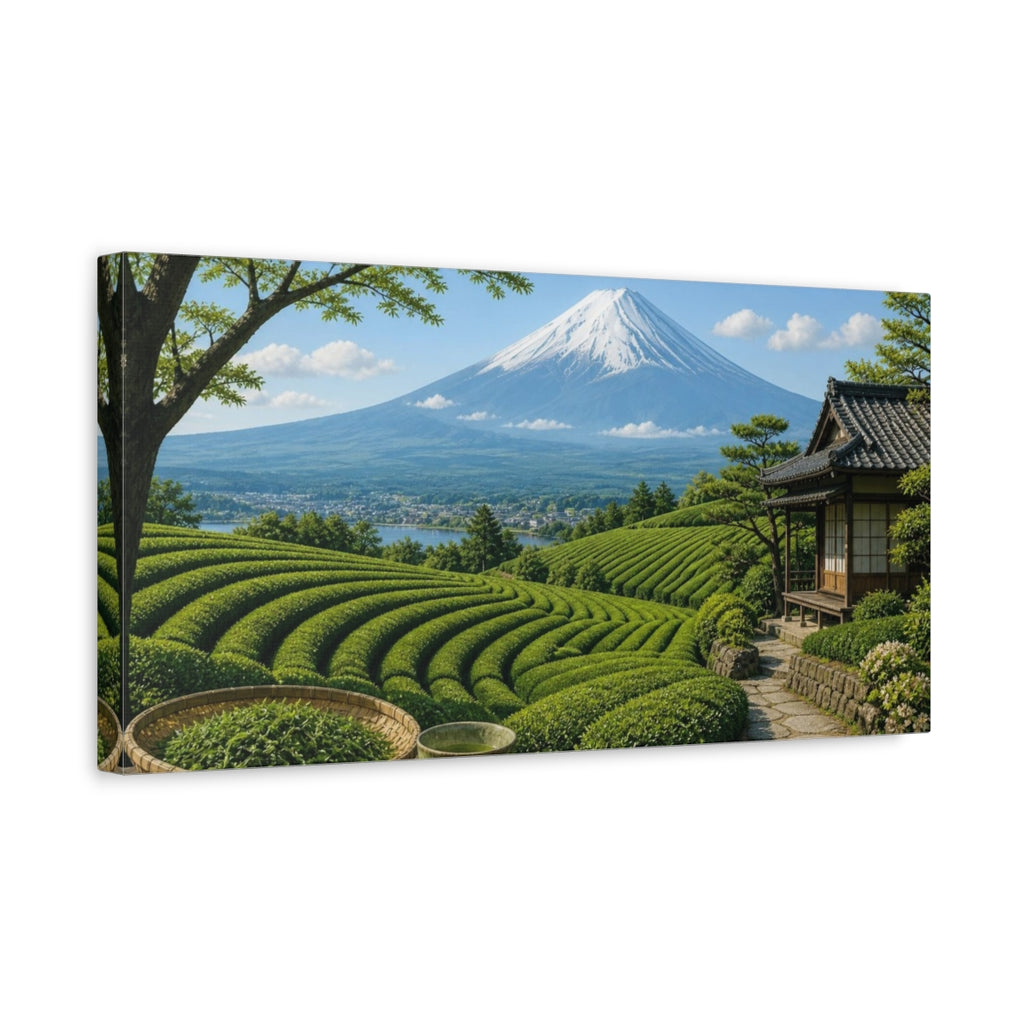 Side Mockup 3. Japanese Tea Terrace With Mount Fuji shown as canvas print