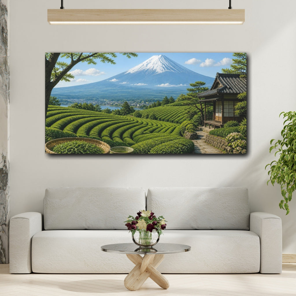 Mockup 2. Japanese Tea Terrace With Mount Fuji shown as canvas print