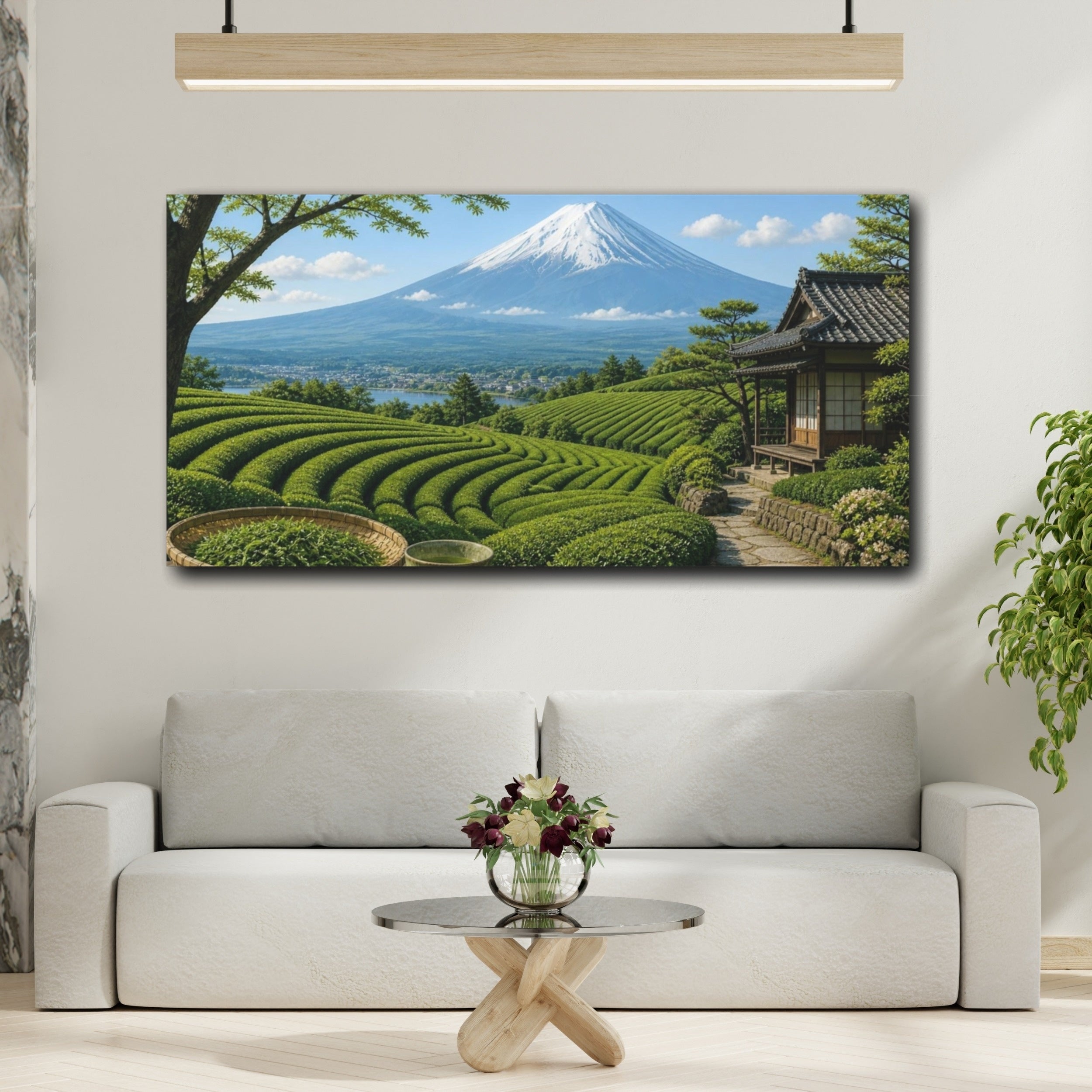Mockup 2. Japanese Tea Terrace With Mount Fuji shown as canvas print