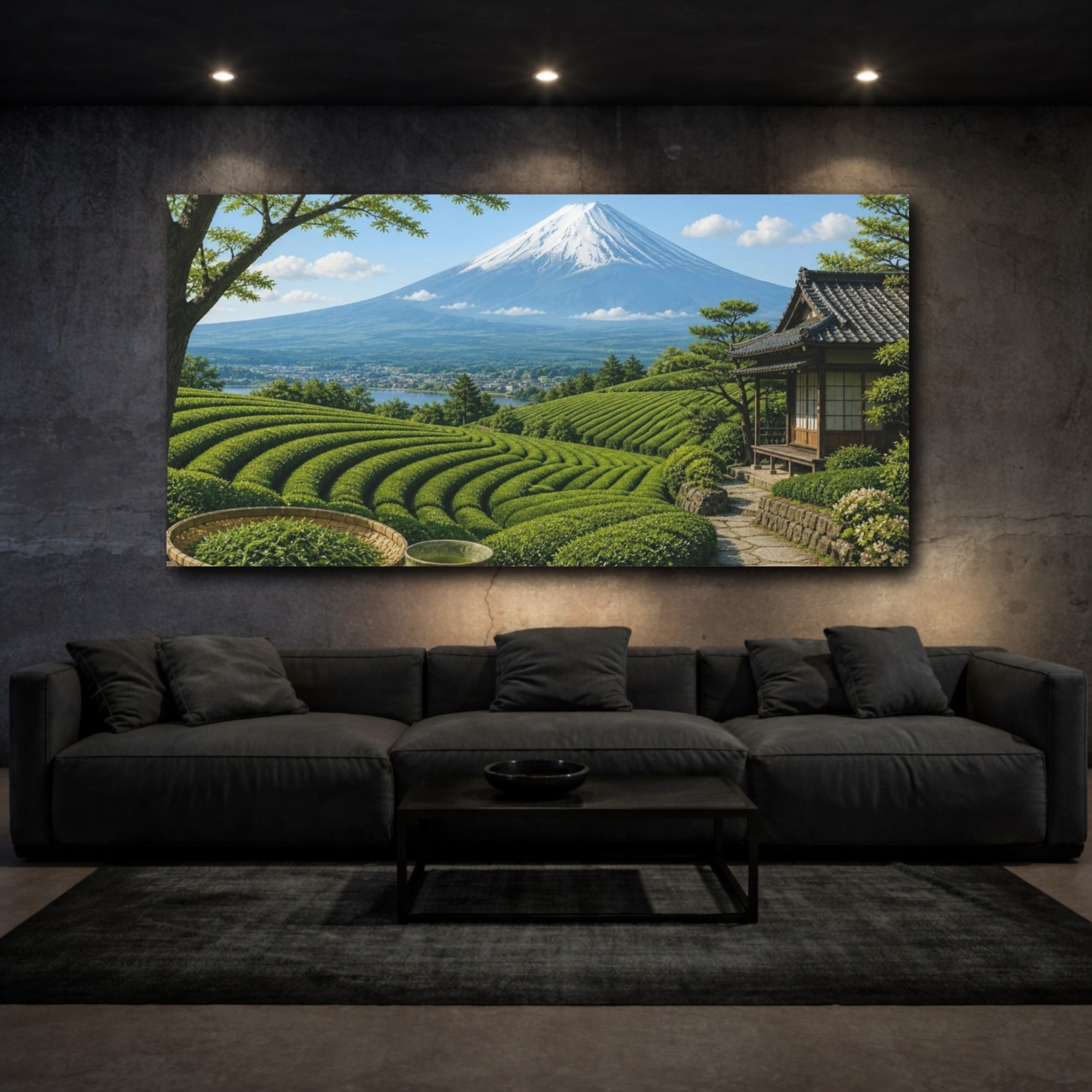 Mockup 3. Japanese Tea Terrace With Mount Fuji shown as canvas print