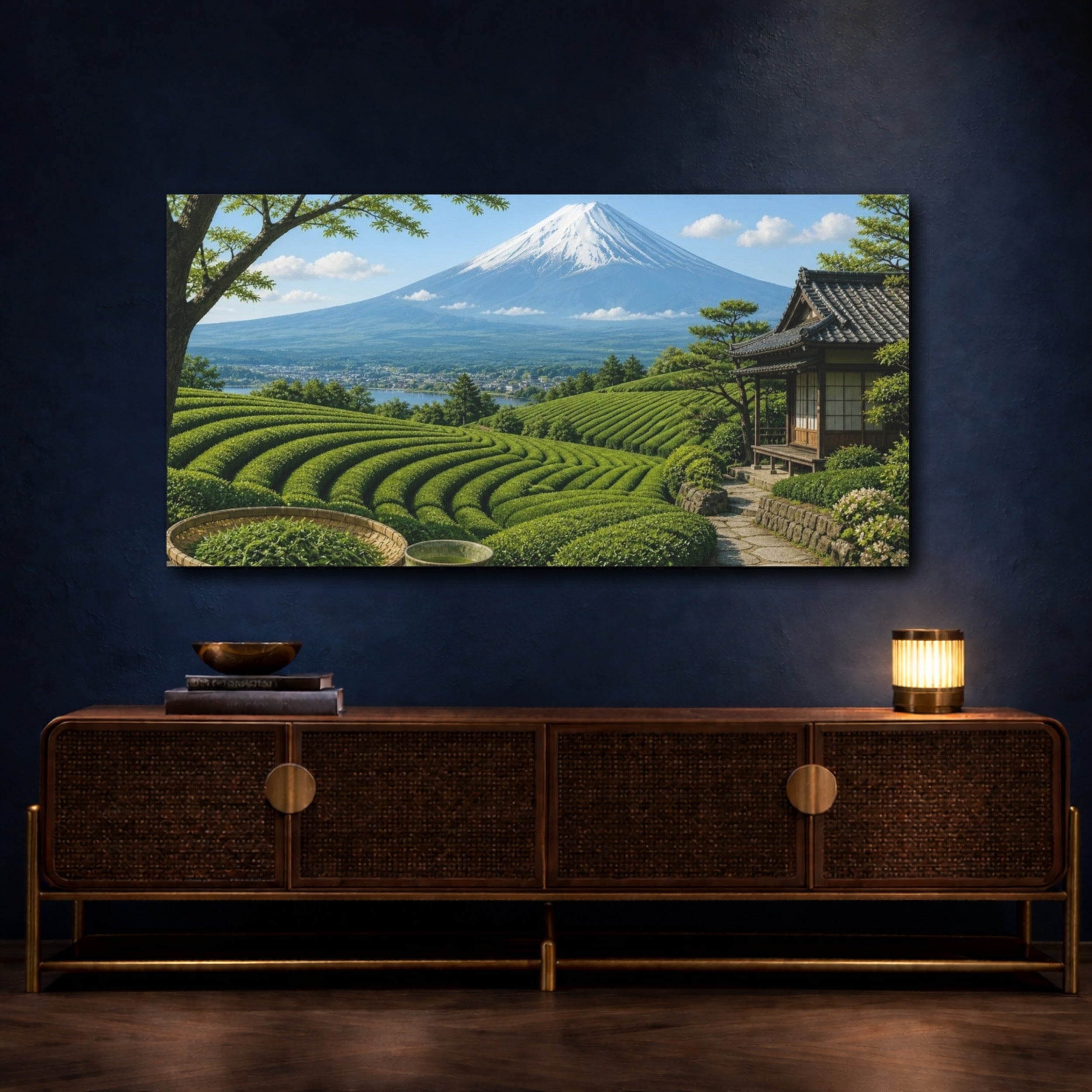 Mockup 4. Japanese Tea Terrace With Mount Fuji shown as canvas print