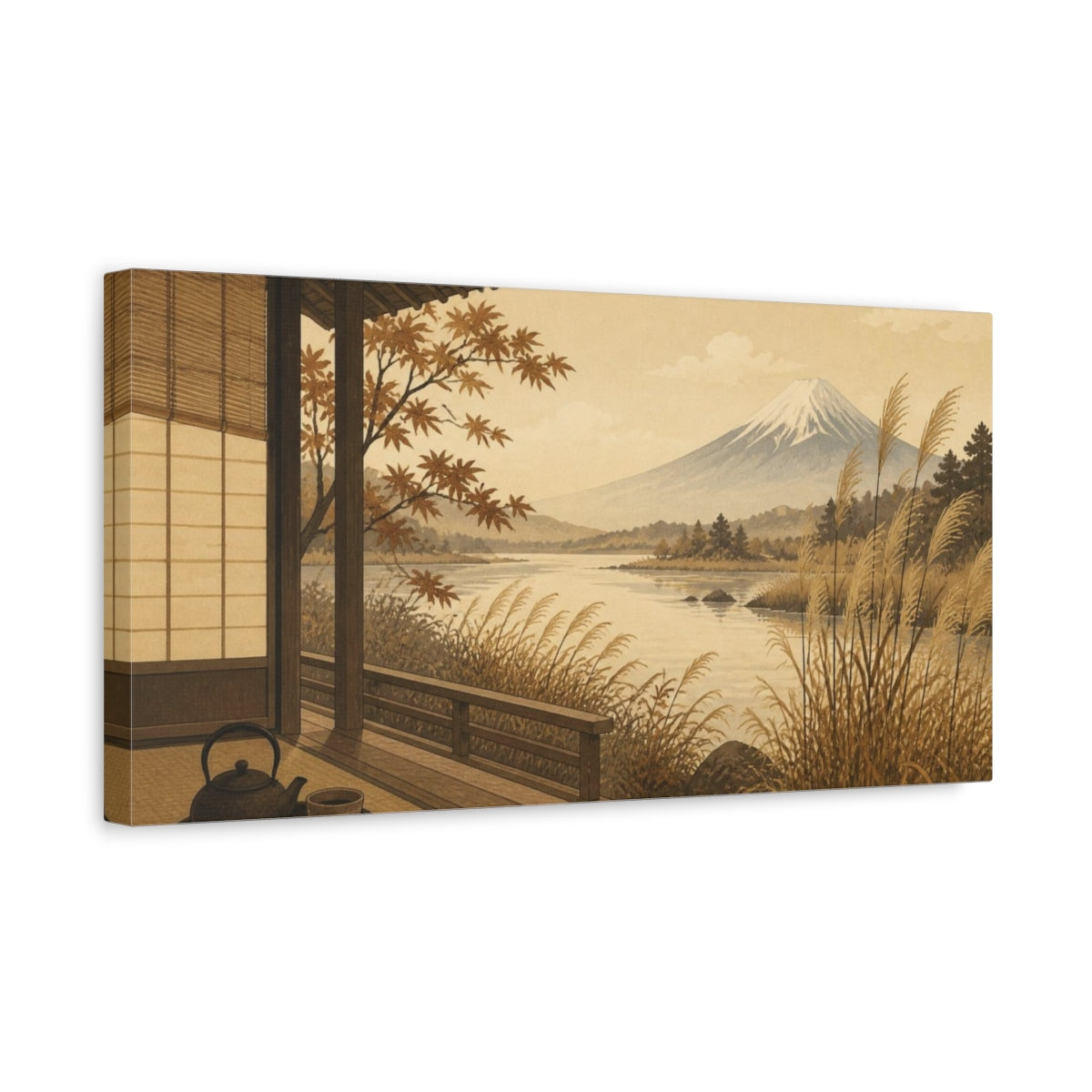 Side Mockup 3. Japanese Tea Veranda shown as canvas print