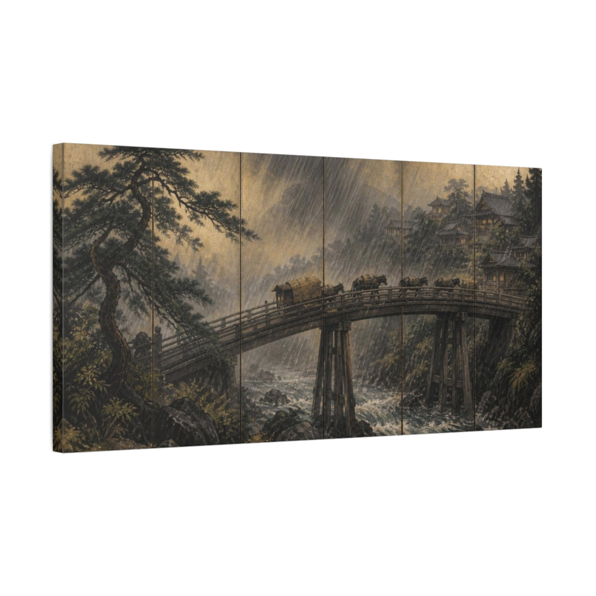Side Mockup 1. Japanese Timber Bridge shown as canvas print