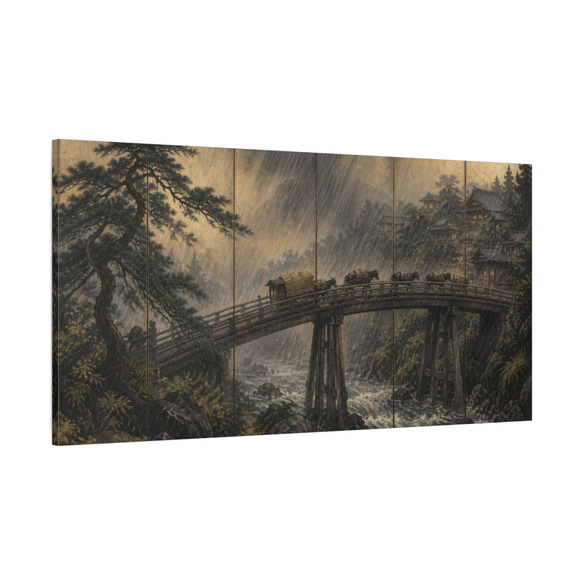 Side Mockup 2. Japanese Timber Bridge shown as canvas print