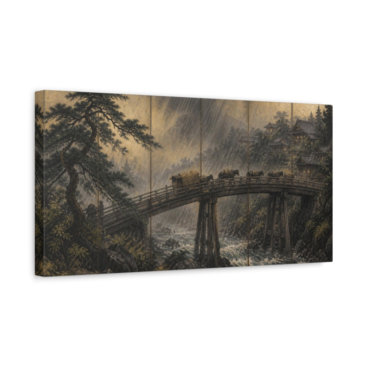 Side Mockup 3. Japanese Timber Bridge shown as canvas print