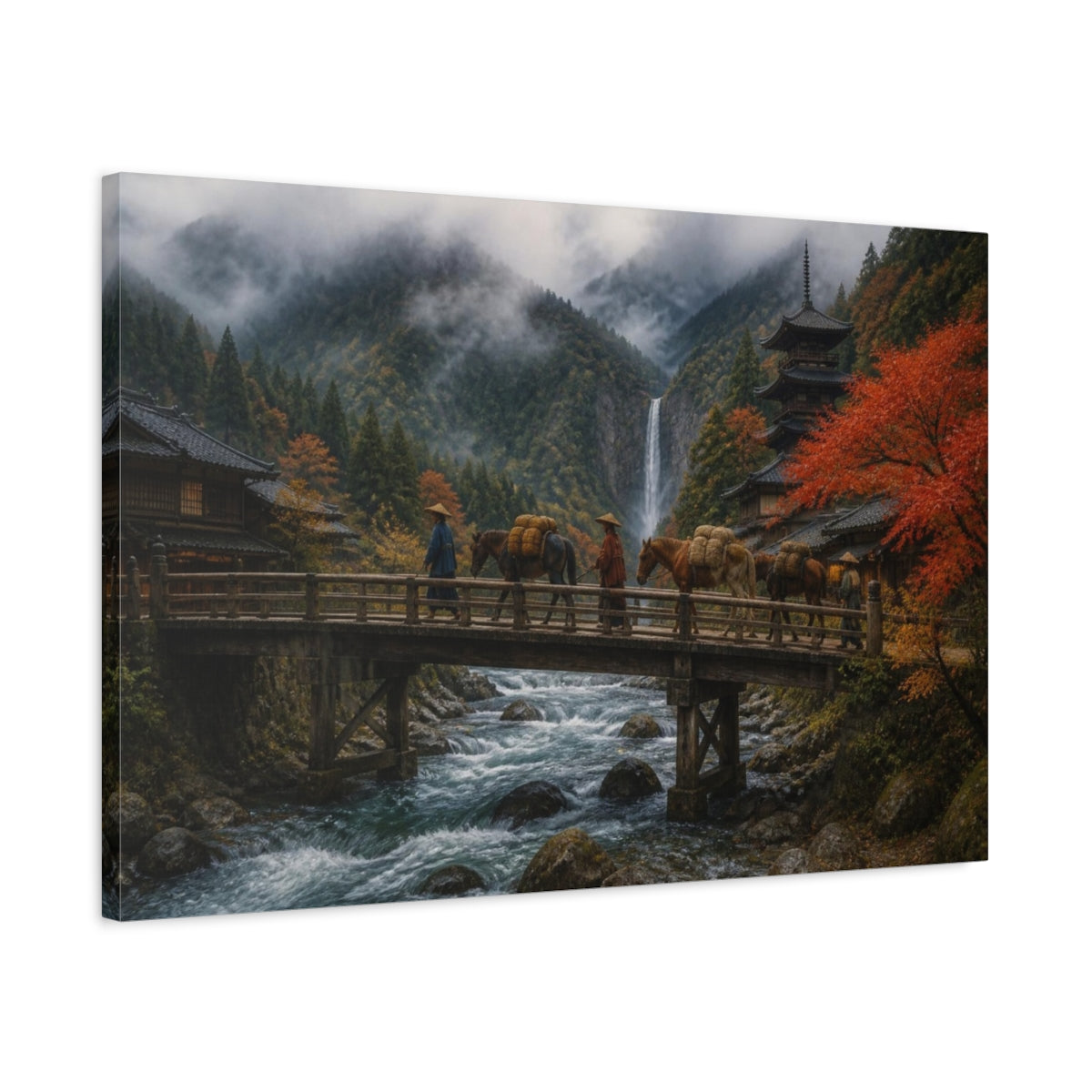 Side Mockup 2. Japanese Timber Bridge Journey shown as canvas print