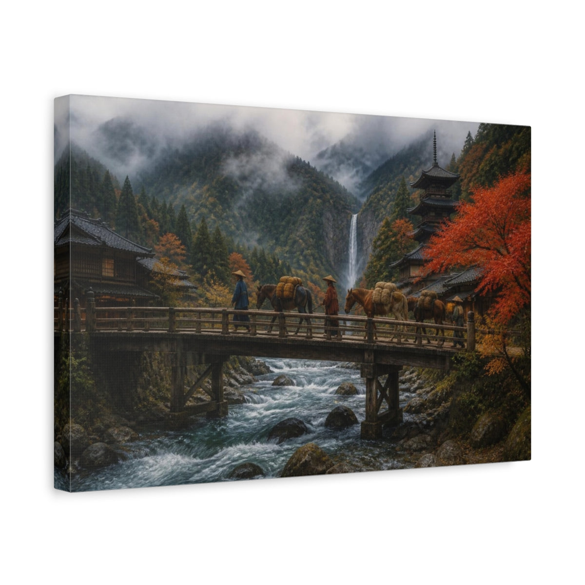 Side Mockup 4. Japanese Timber Bridge Journey shown as canvas print