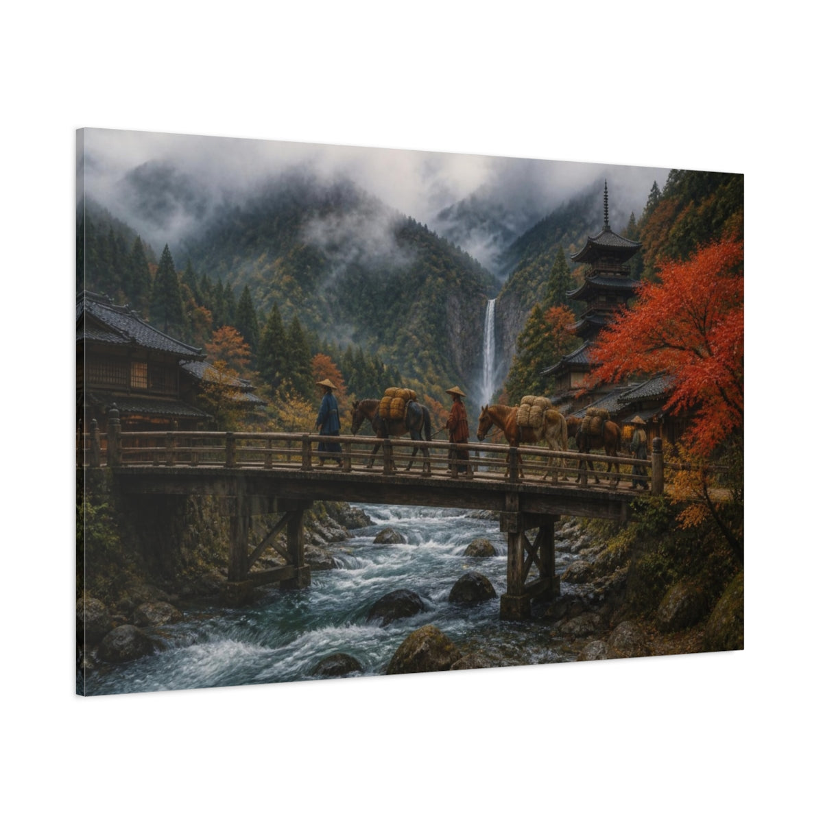 Side Mockup 1. Japanese Timber Bridge Journey shown as canvas print