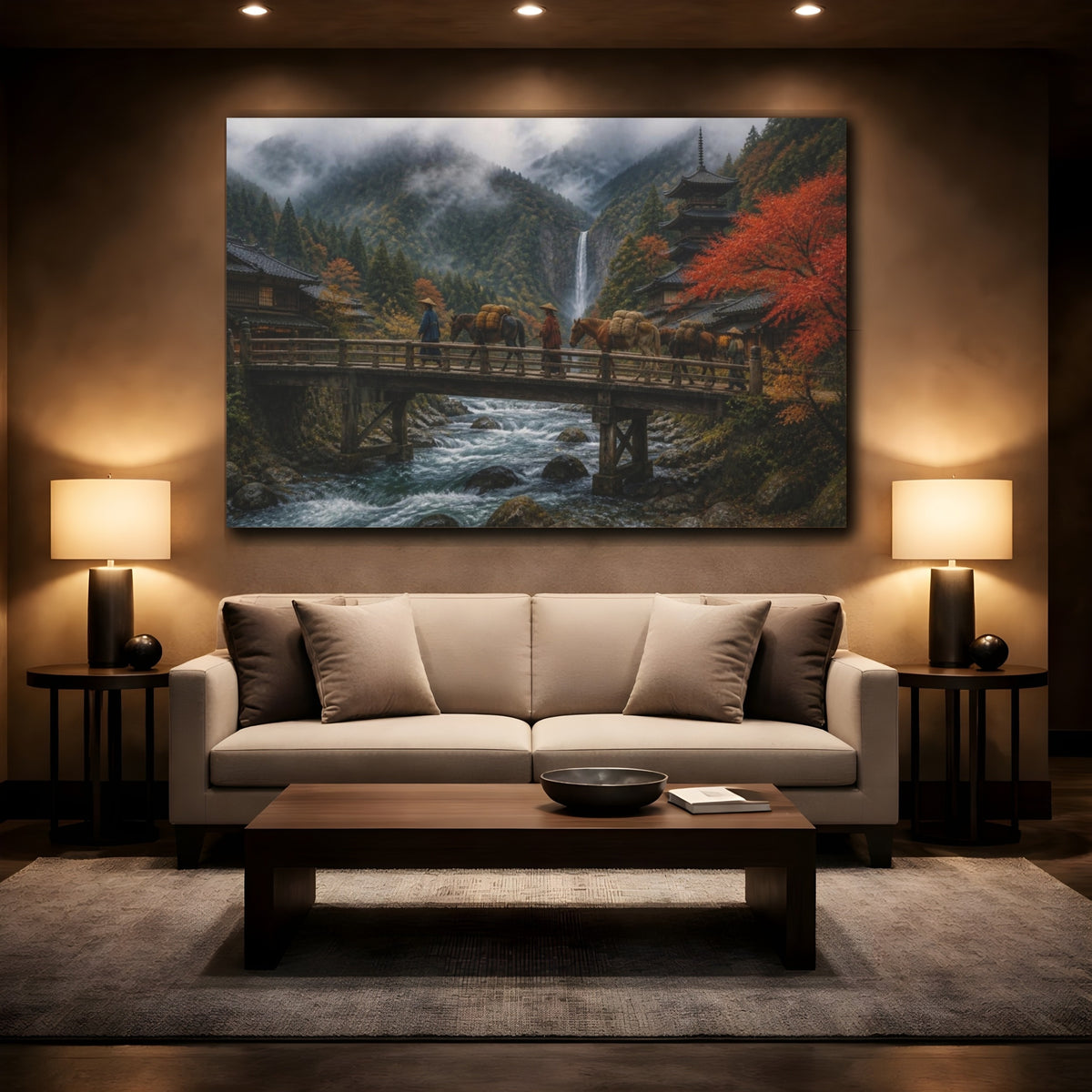 Mockup 2. Japanese Timber Bridge Journey shown as canvas print