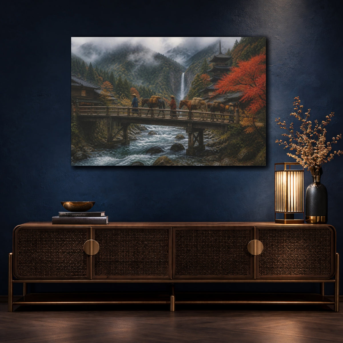 Mockup 4. Japanese Timber Bridge Journey shown as canvas print