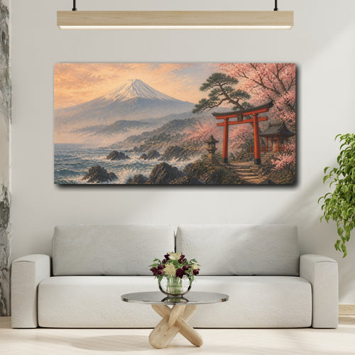 Mockup 2. Japanese Torii & Mount Fuji shown as canvas print