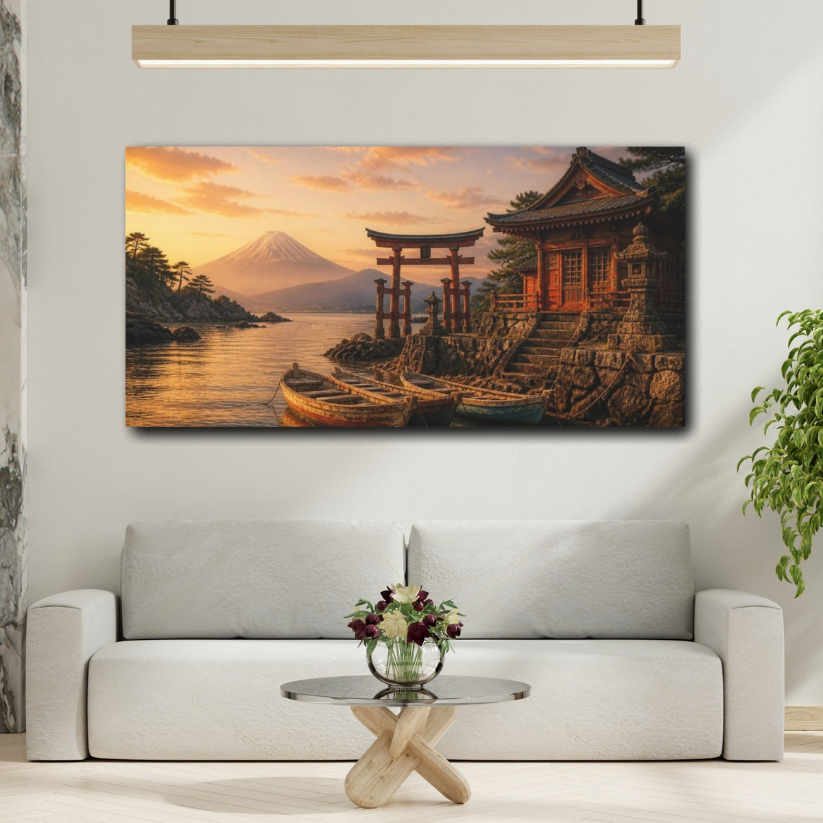 Mockup 2. Japanese Torii And Boats shown as canvas print